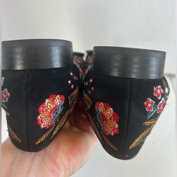 Johnny was Bianca loafers embroidered flowers suede flat shoes - Picture 9 of 11